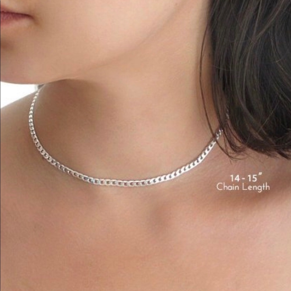 ✨Sterling Silver Cuban Link Choker Chain✨ - Picture 3 of 4